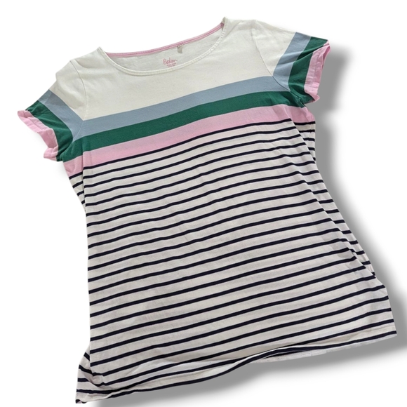 Boden Striped 100% Cotton Shirt Sleeve T-shirt, Size 12 - Picture 1 of 13